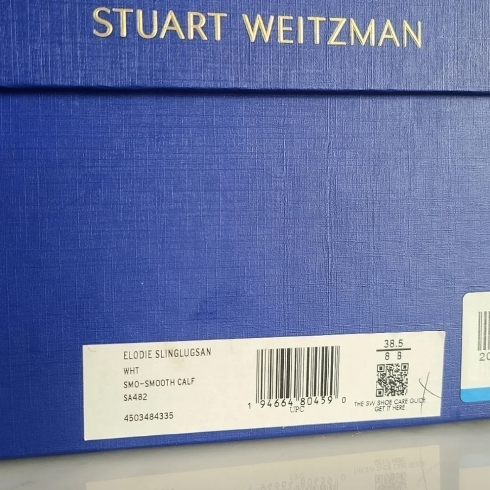 Stuart Weitzman Elodie Leather Sandals, Size 8, White, NIB